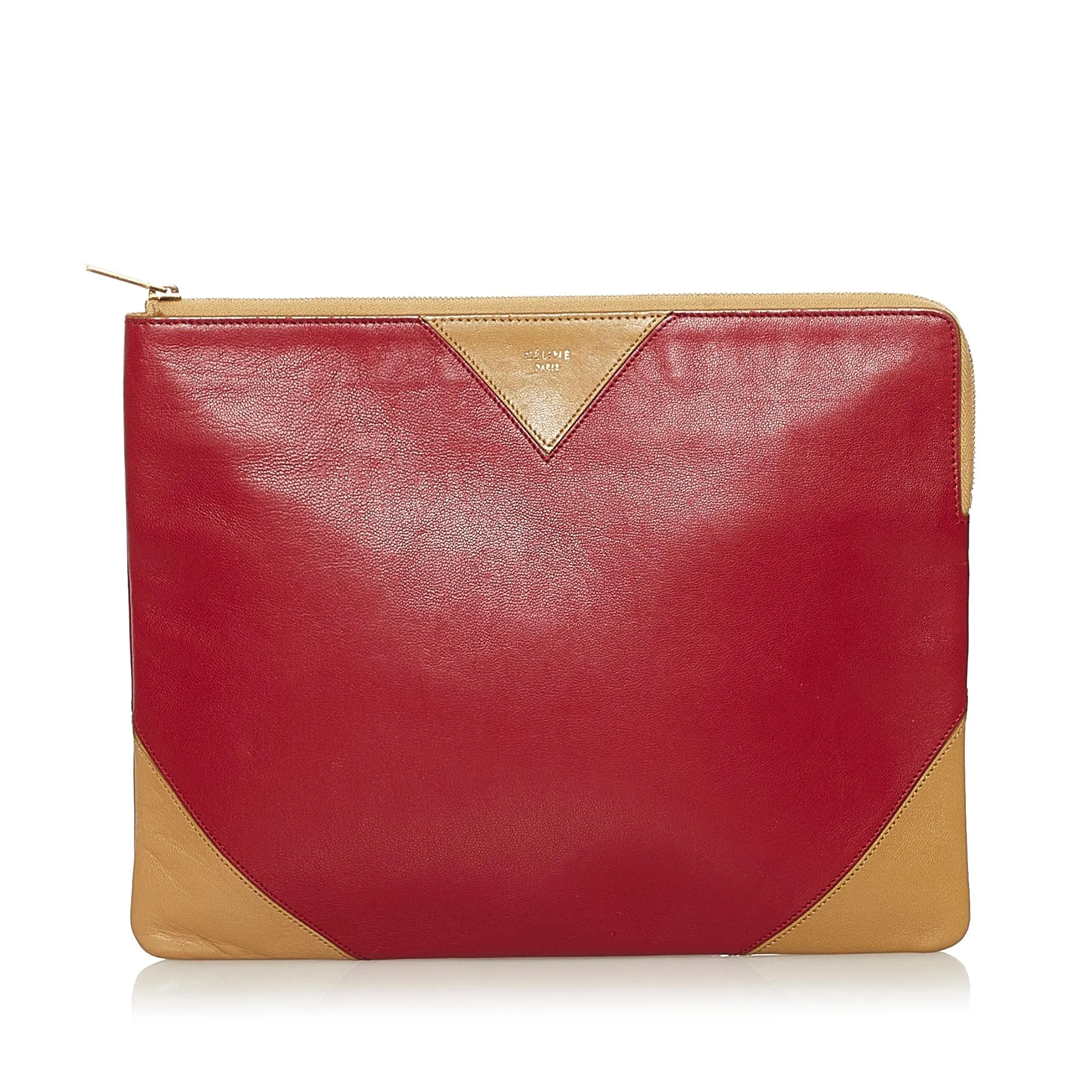 Celine Bicolor Coeur Leather Clutch Bag