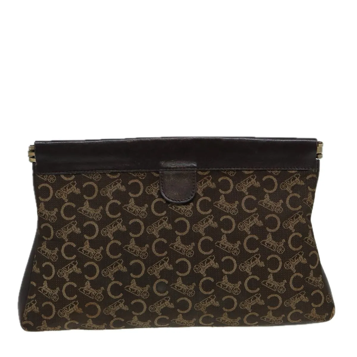 CELINE C saluki Clutch Bag Canvas Brown Auth bs16700