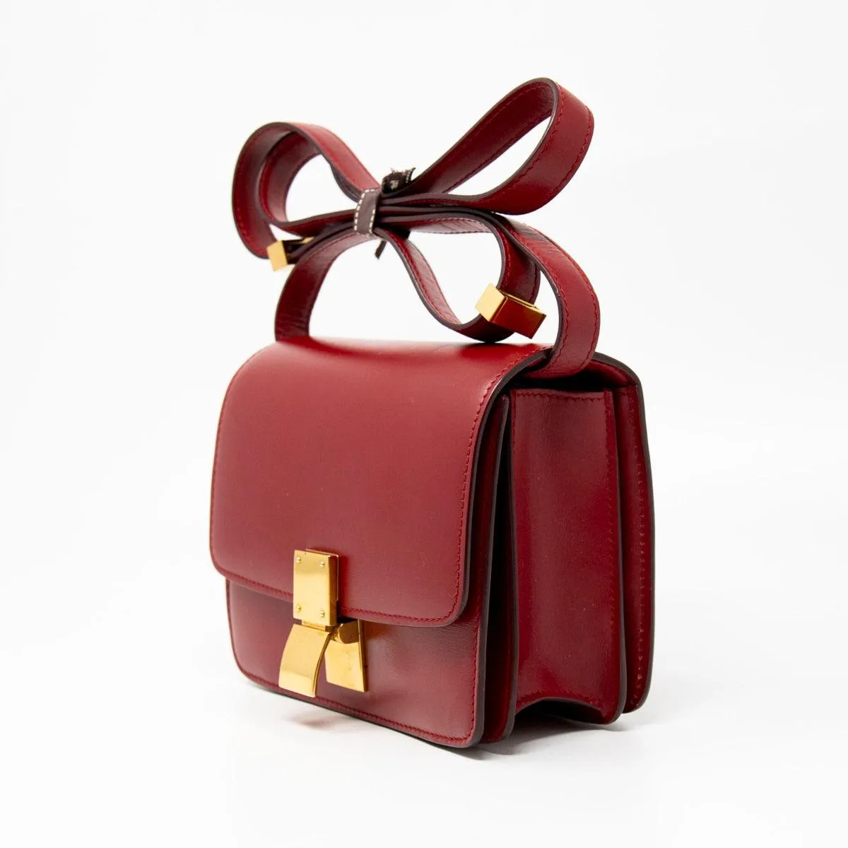 Celine Dark Red Small Box Bag