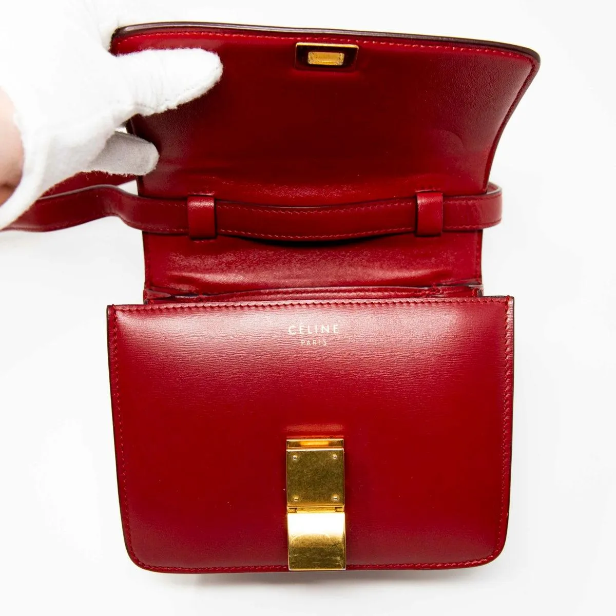 Celine Dark Red Small Box Bag