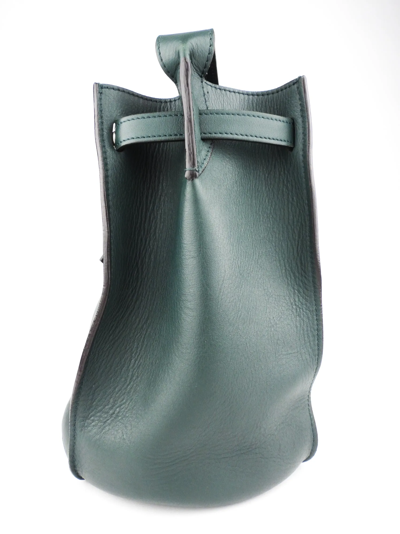 Celine Green Smooth Leather Belted Big Bag Nano Bucket Bag