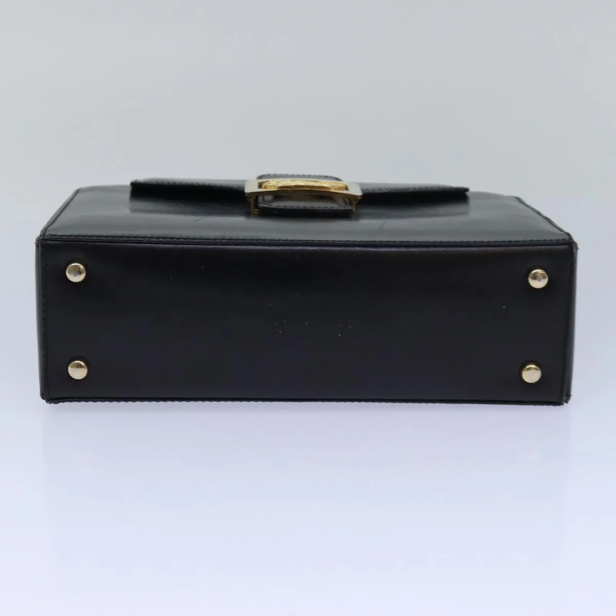 CELINE Hand Bag Leather Black Auth 81636