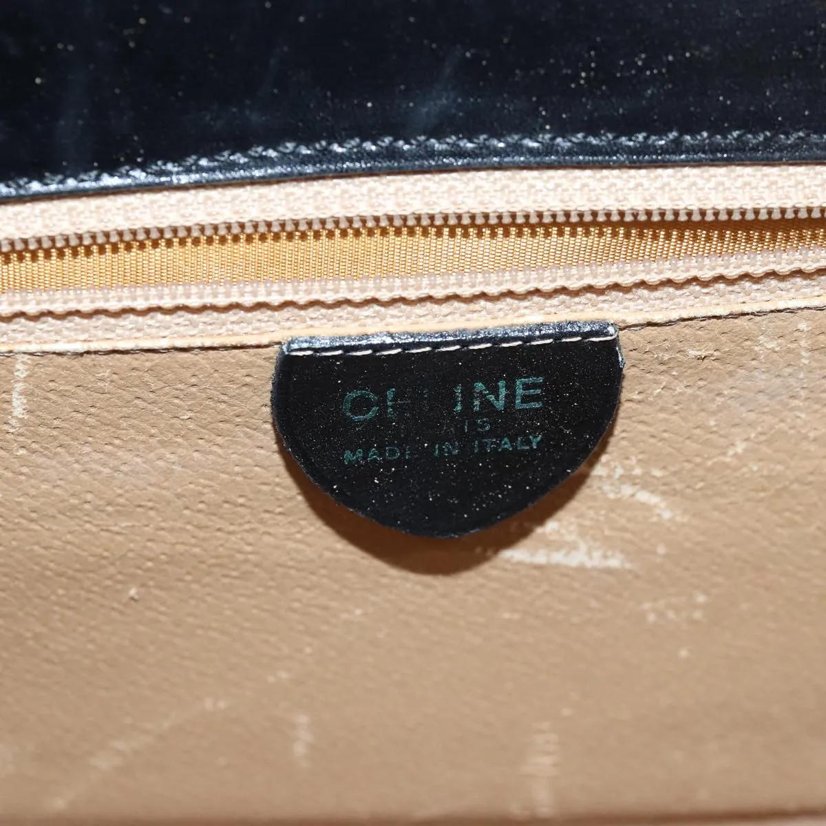 CELINE Hand Bag Leather Black Auth 81636