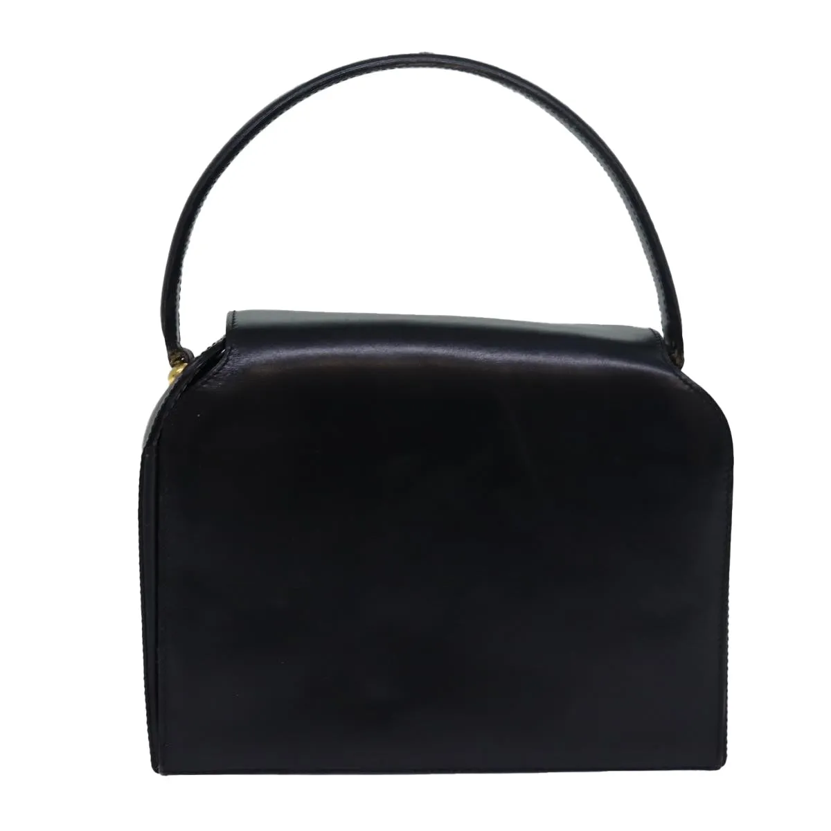 CELINE Hand Bag Leather Black Auth 81636