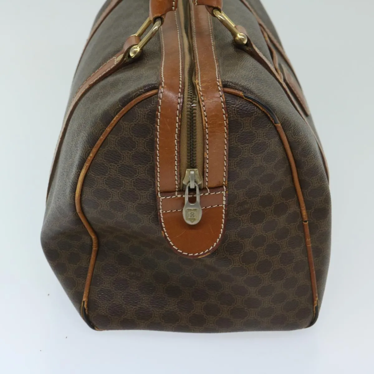 CELINE Macadam Canvas Boston Bag PVC Brown Auth yk11253