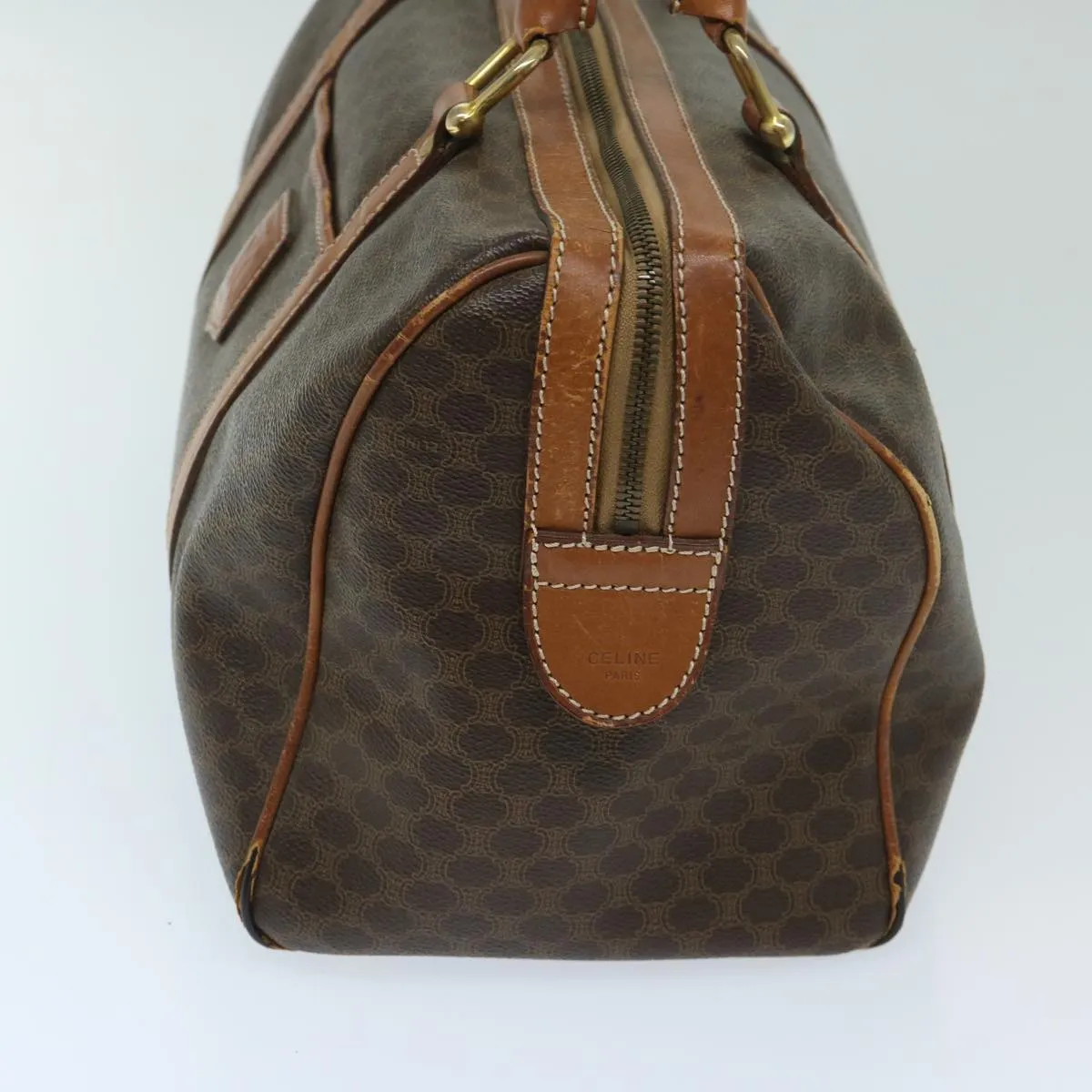 CELINE Macadam Canvas Boston Bag PVC Brown Auth yk11253