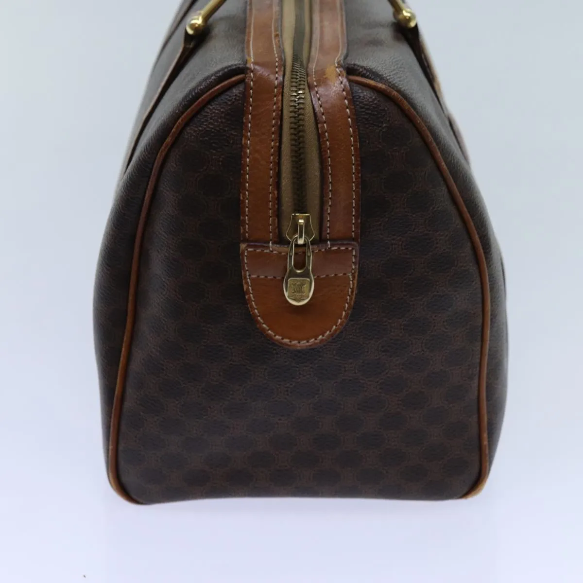 CELINE Macadam Canvas Boston Bag PVC Brown Auth yk11951