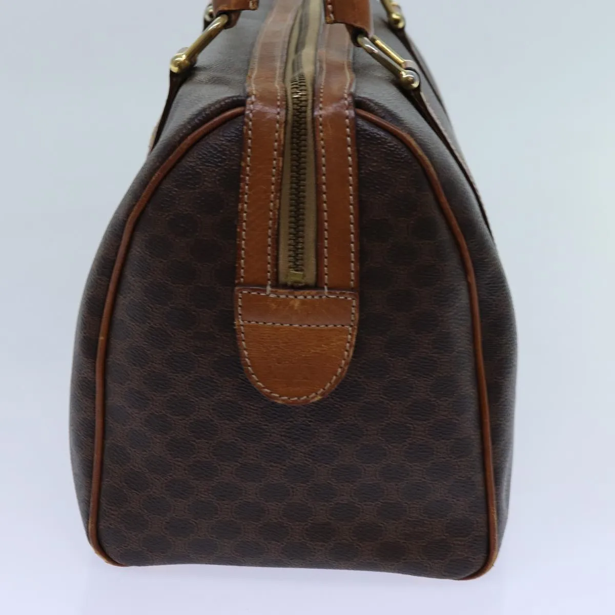 CELINE Macadam Canvas Boston Bag PVC Brown Auth yk11951