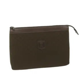 CELINE Macadam Canvas Clutch Bag Brown Auth ar11127