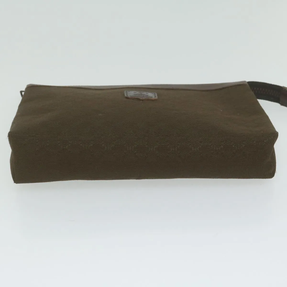 CELINE Macadam Canvas Clutch Bag Brown Auth ar11127