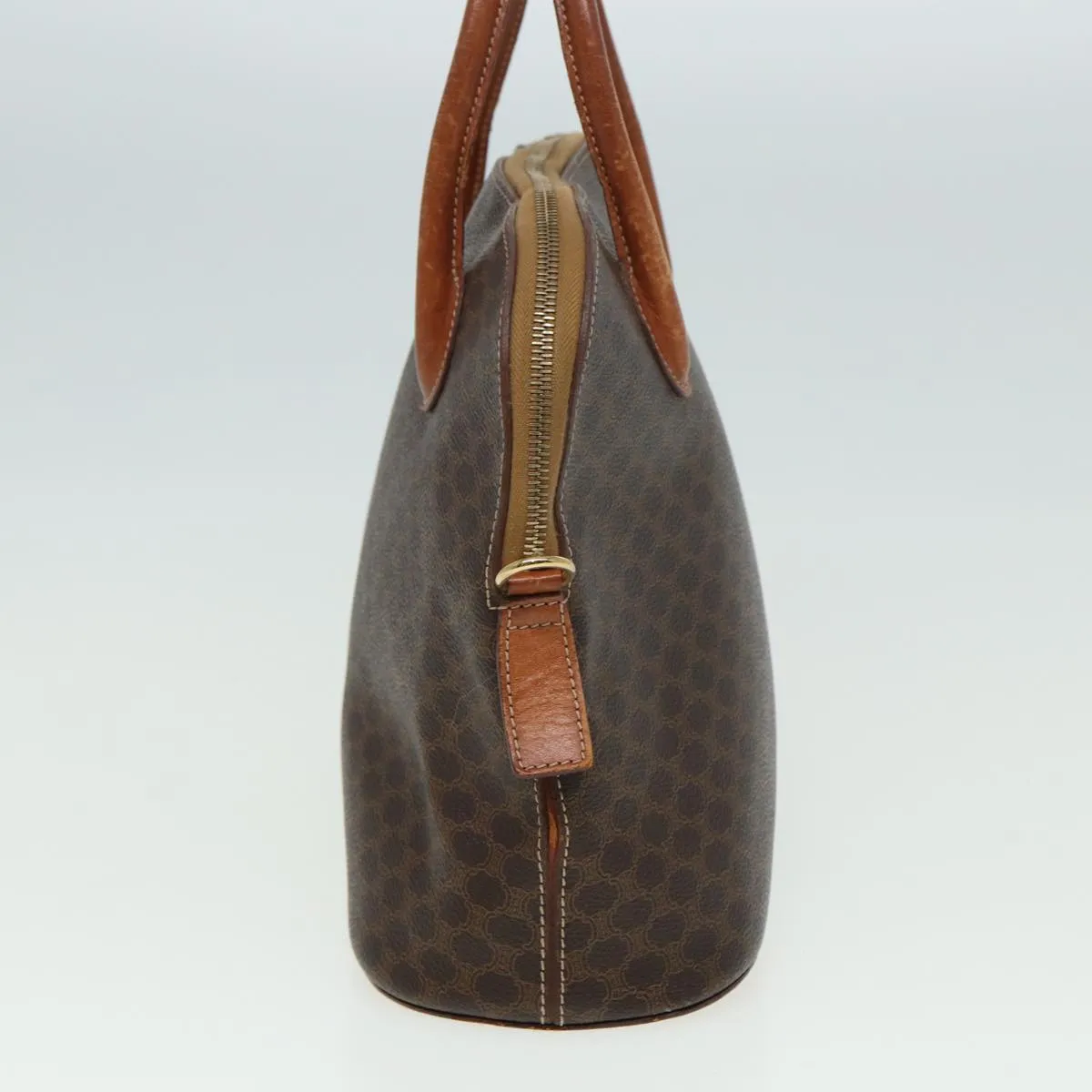 CELINE Macadam Canvas Hand Bag PVC Leather Brown Auth yk13595