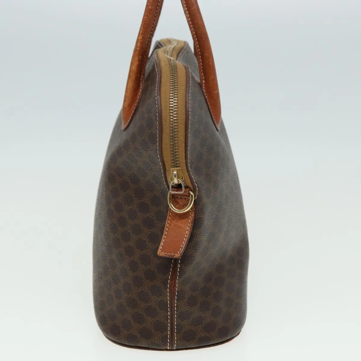 CELINE Macadam Canvas Hand Bag PVC Leather Brown Auth yk13595