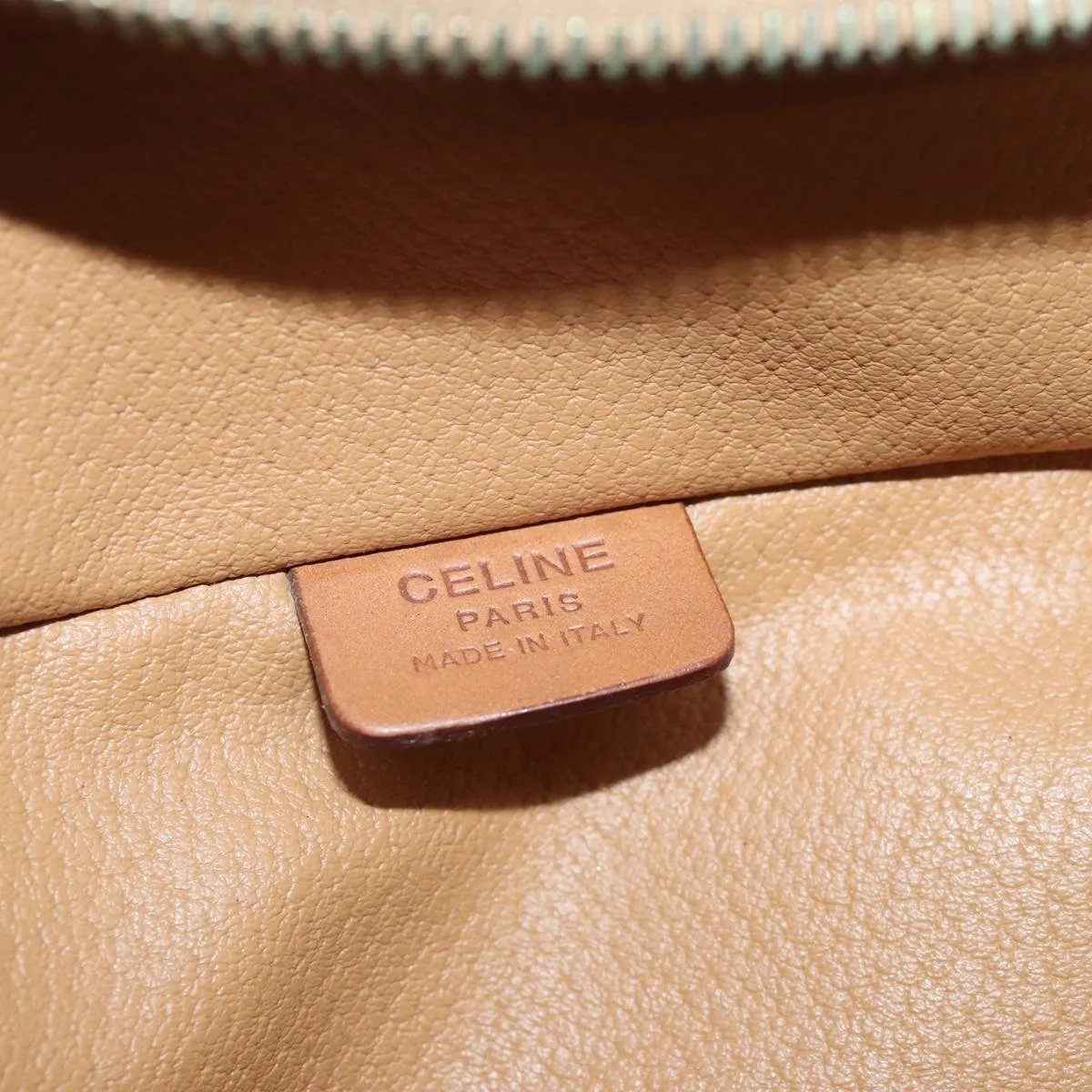 CELINE Macadam Canvas Vanity Hand Bag PVC Brown Gold Auth ar12362