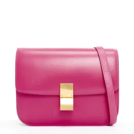 CELINE Phoebe Philo Medium Box hot pink calfskin leather crossbody bag