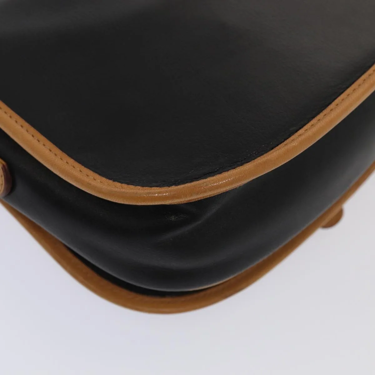 CELINE Shoulder Bag Leather Black Auth 79698