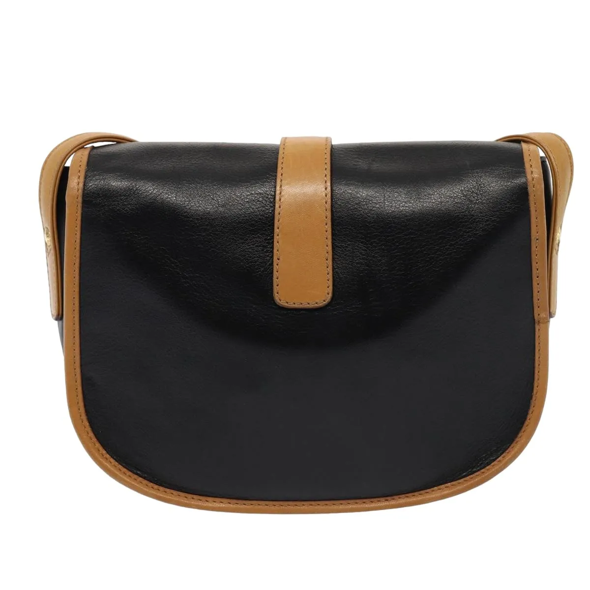 CELINE Shoulder Bag Leather Black Auth 79698