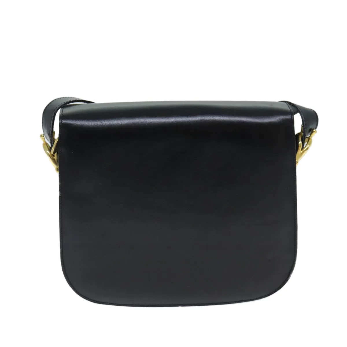 CELINE Shoulder Bag Leather Black Auth 80812