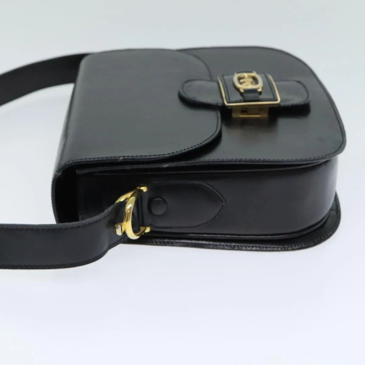 CELINE Shoulder Bag Leather Black Auth 80812