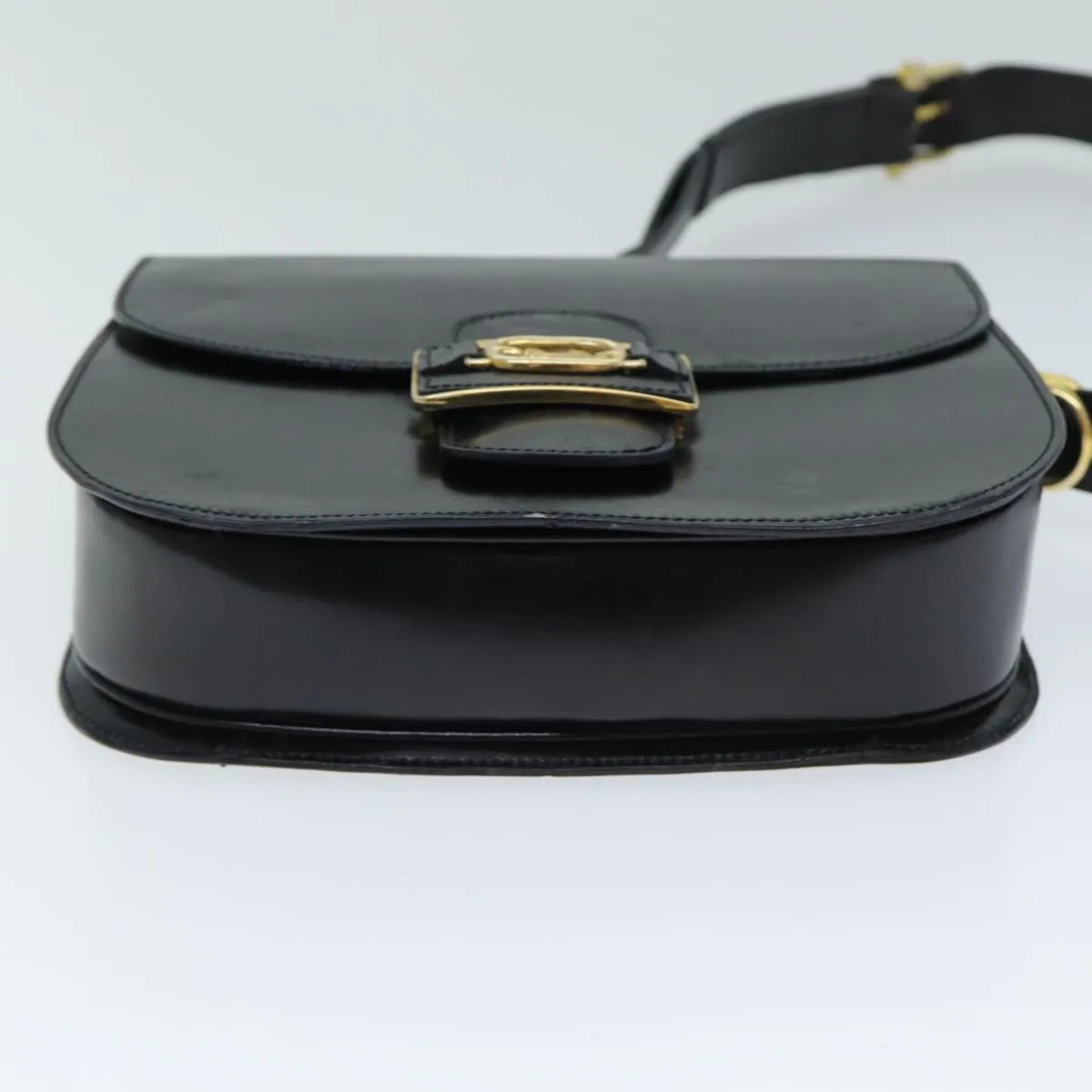 CELINE Shoulder Bag Leather Black Auth 80812