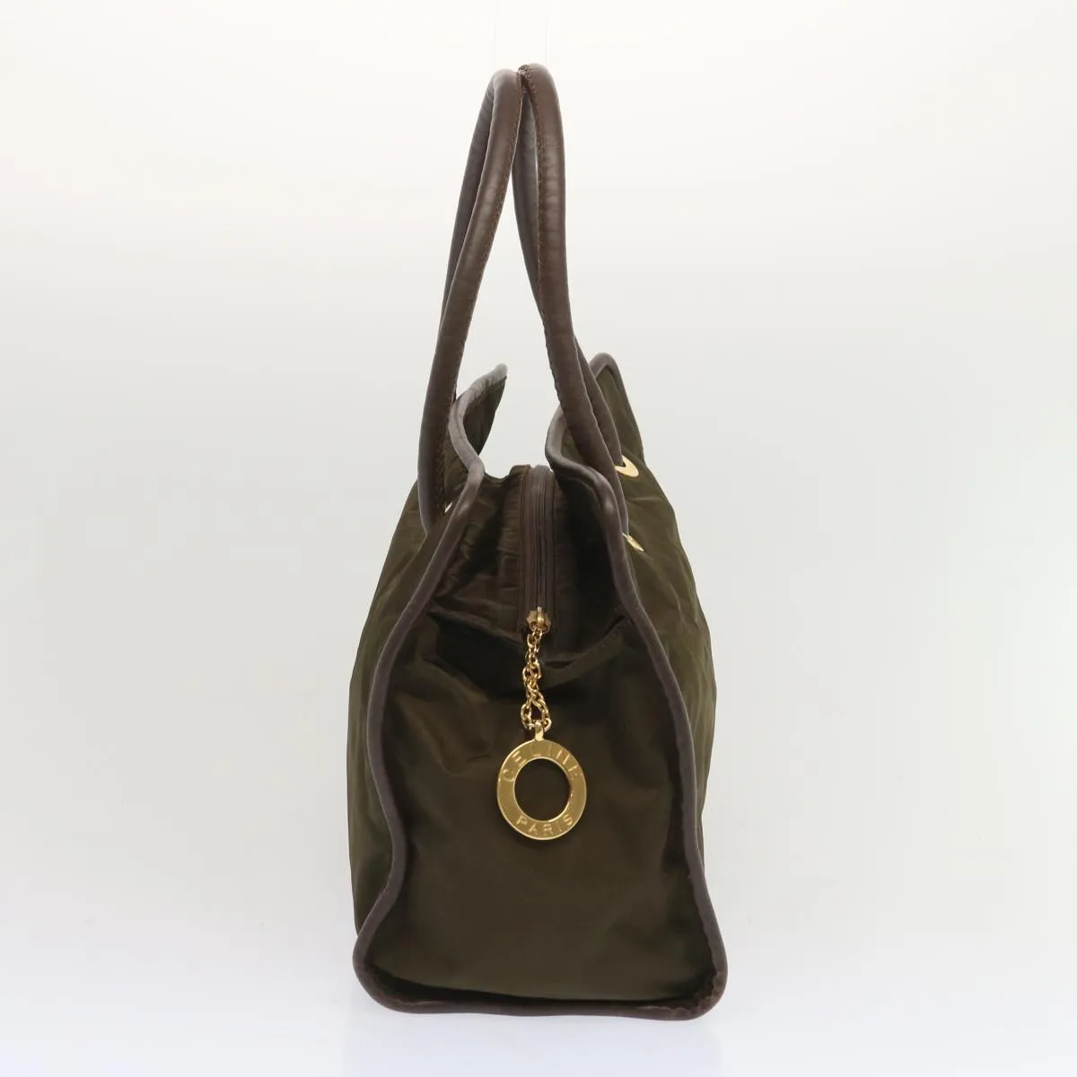 CELINE Tote Bag Nylon Khaki Auth 68072