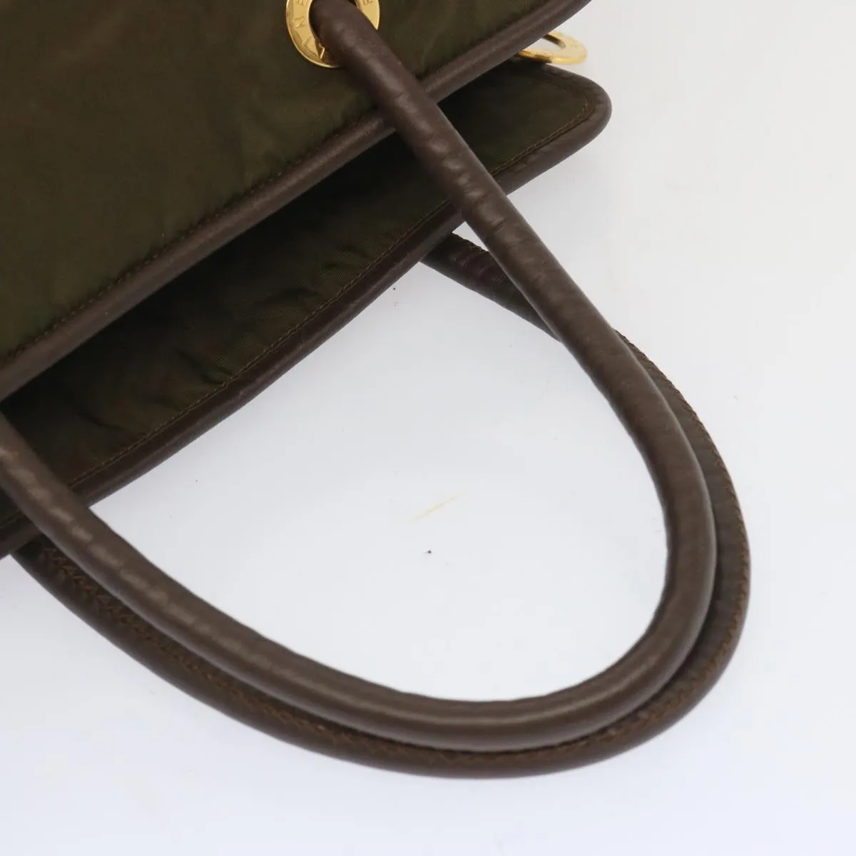 CELINE Tote Bag Nylon Khaki Auth 68072