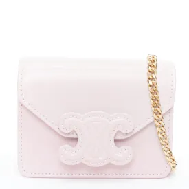 CELINE Triomphe lilac leather logo cardholder on chain crossbody bag