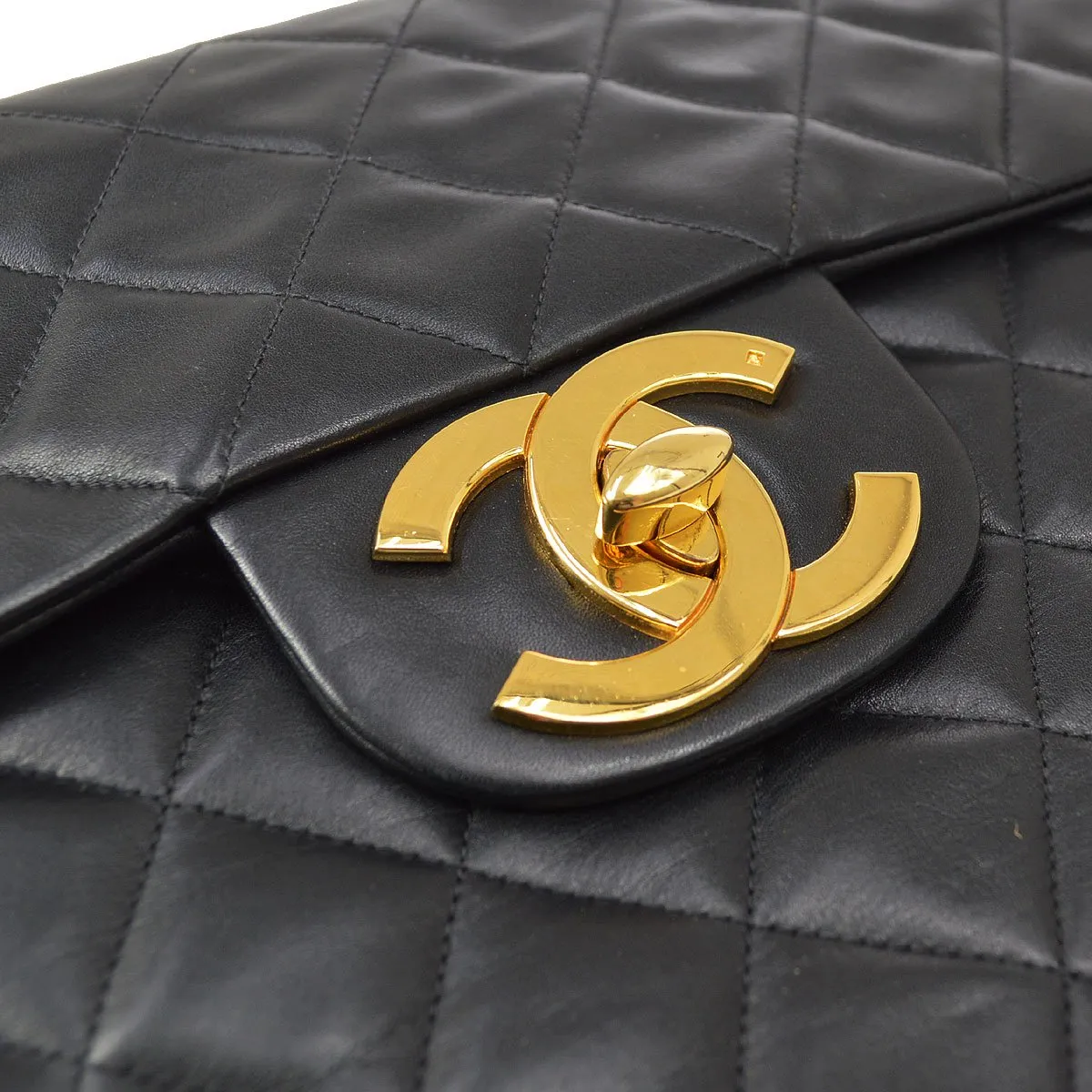 Chanel 1991-1994 Classic Flap Maxi Black Lambskin 80489