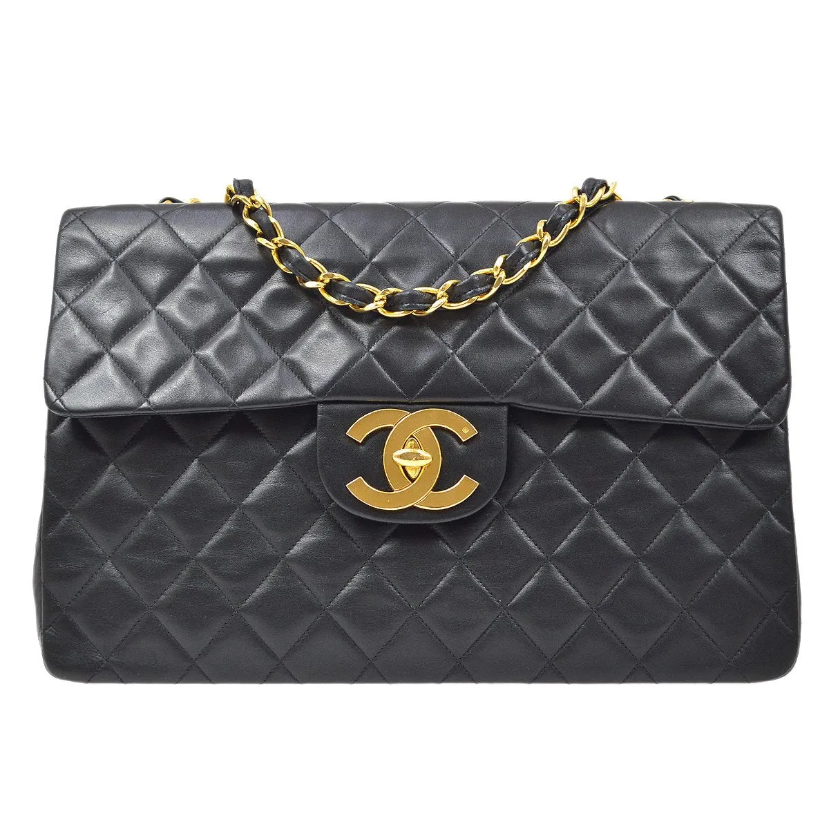 Chanel 1991-1994 Classic Flap Maxi Black Lambskin 80489