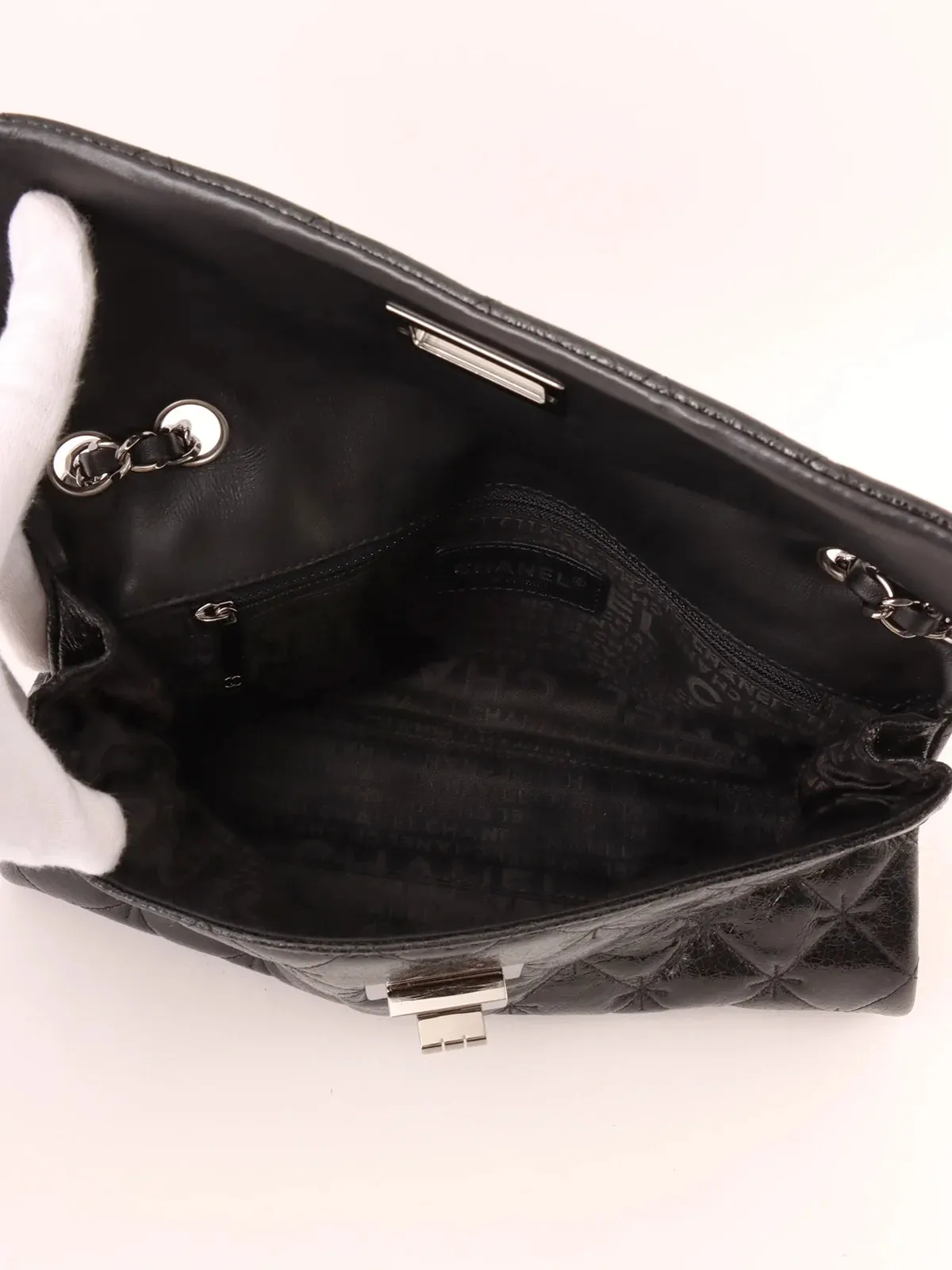 CHANEL Around 2005 Made 2.55 Chain Shoulder Bag Black