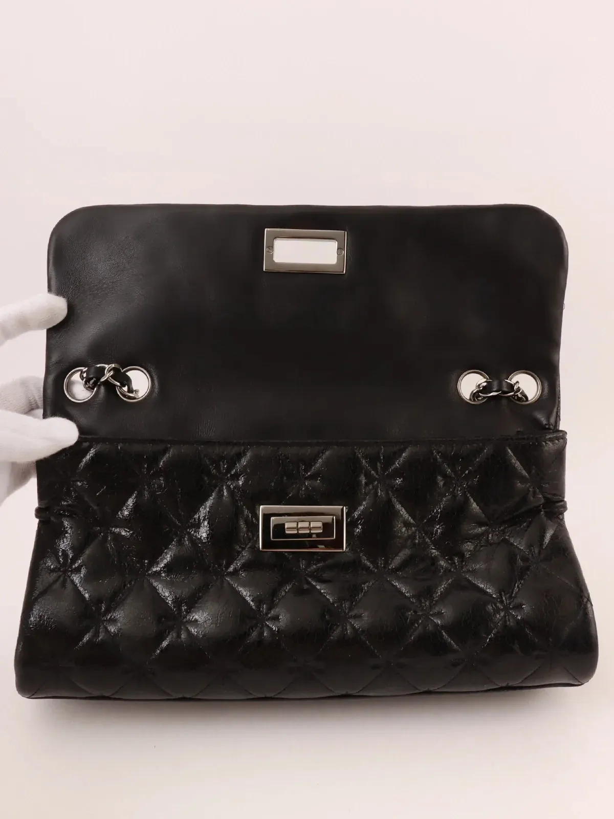 CHANEL Around 2005 Made 2.55 Chain Shoulder Bag Black