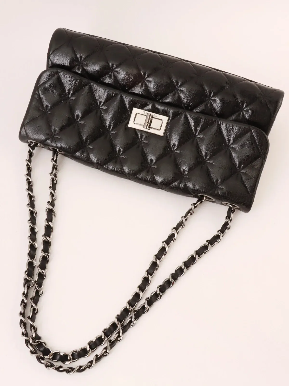 CHANEL Around 2005 Made 2.55 Chain Shoulder Bag Black