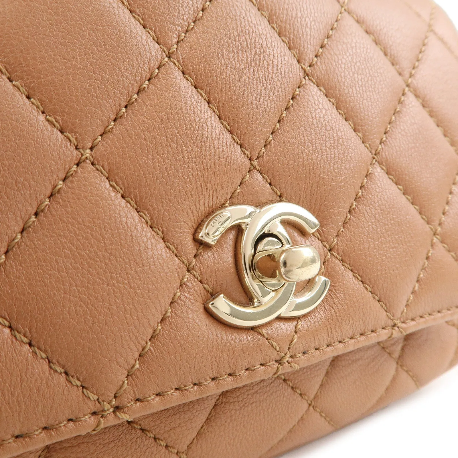 CHANEL COCO Handle Matrasse Caviar Skin XXS 2Way Bag Brown AS2215