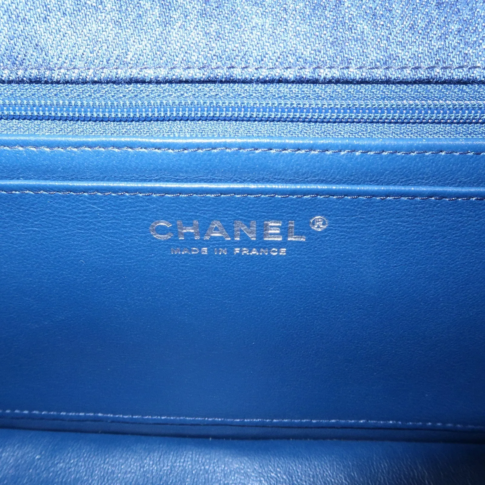 CHANEL Matelasse Denim Leather Chain Shoulder Bag Blue A57698