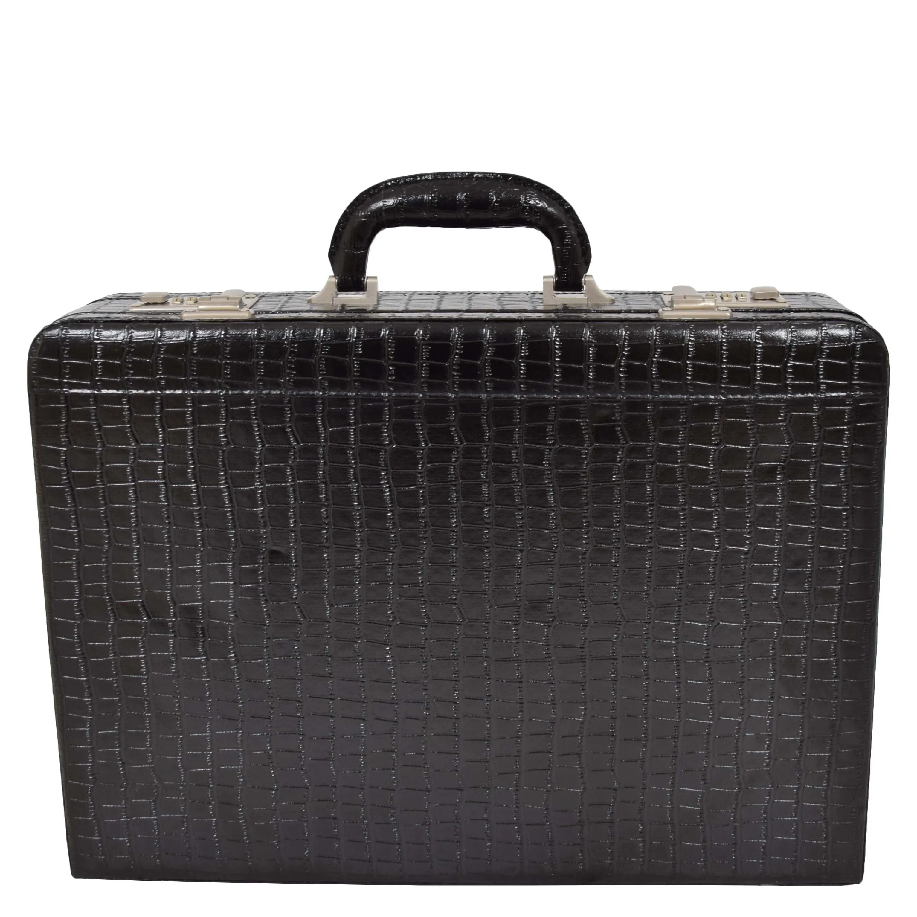 Classic Attaché Croc Print Leather Look Briefcase Dual Lock Business Bag Stead