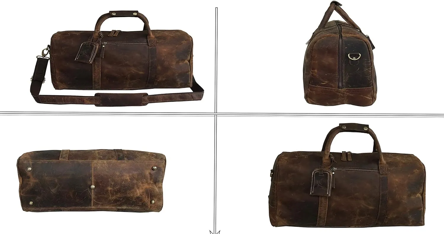 Classic Leather Duffel: Your Ultimate Travel And Gym Companion - Vintage Leather Duffel Bag - Classy Vintage Travel Bag