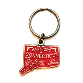 Connecticut Keychain - High Quality Thick Metal State Love Key Ring