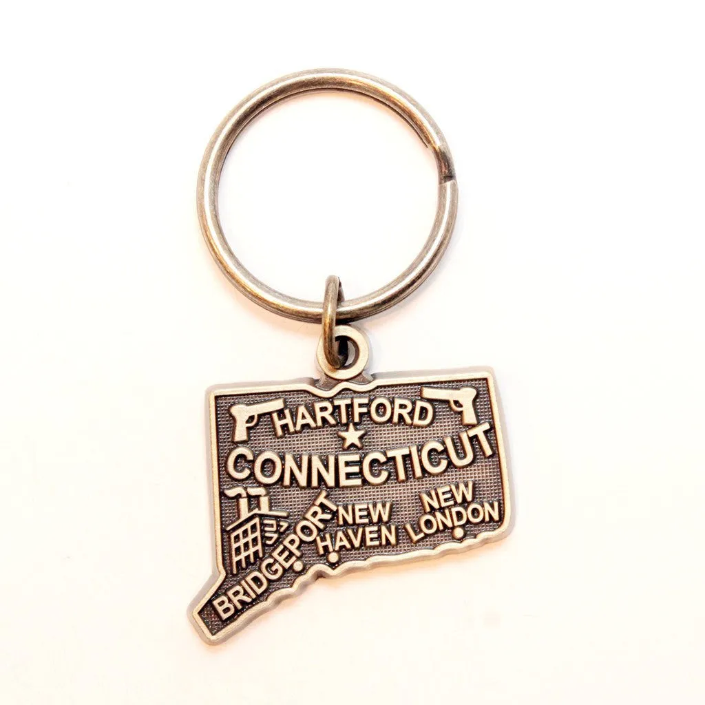 Connecticut Keychain - High Quality Thick Metal State Love Key Ring