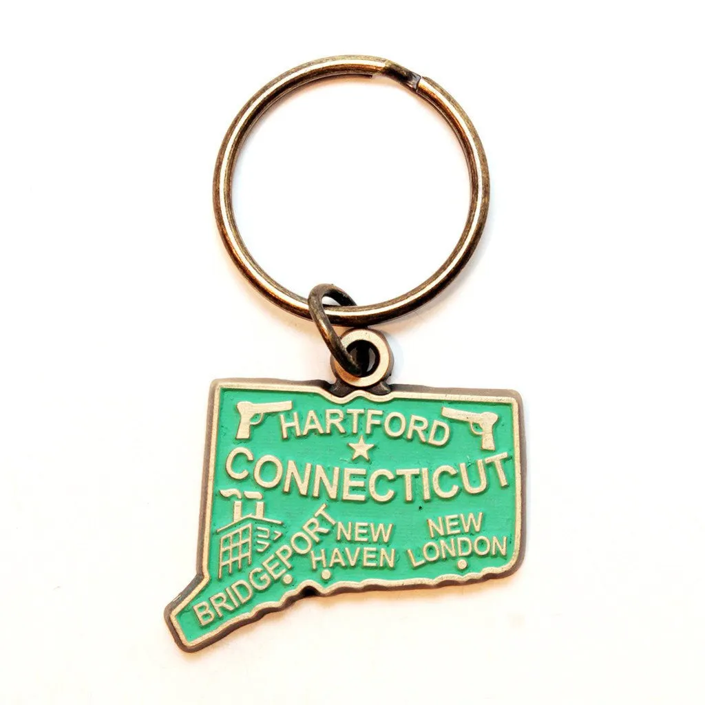 Connecticut Keychain - High Quality Thick Metal State Love Key Ring