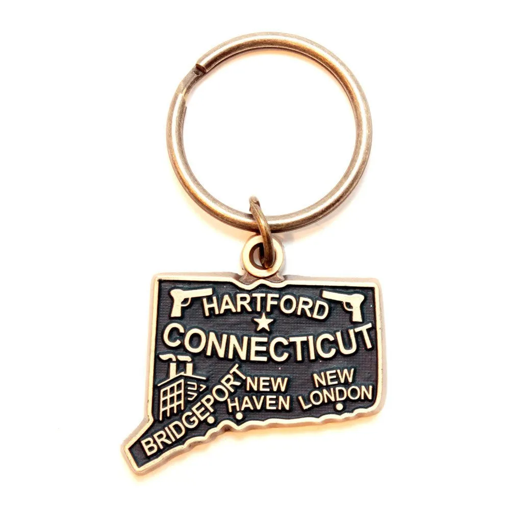 Connecticut Keychain - High Quality Thick Metal State Love Key Ring