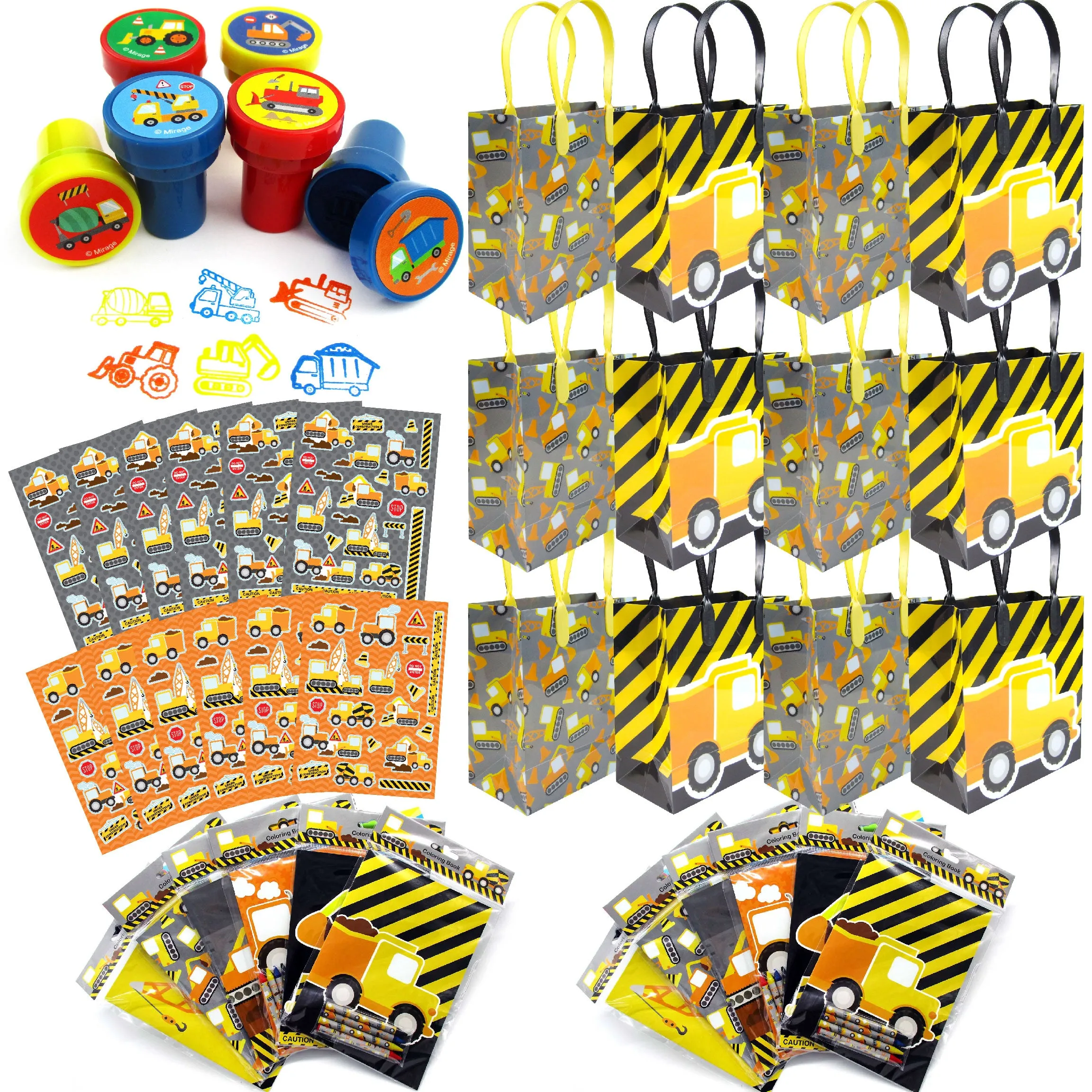 Construction Trucks Party Favor Bundle for 12 Kids