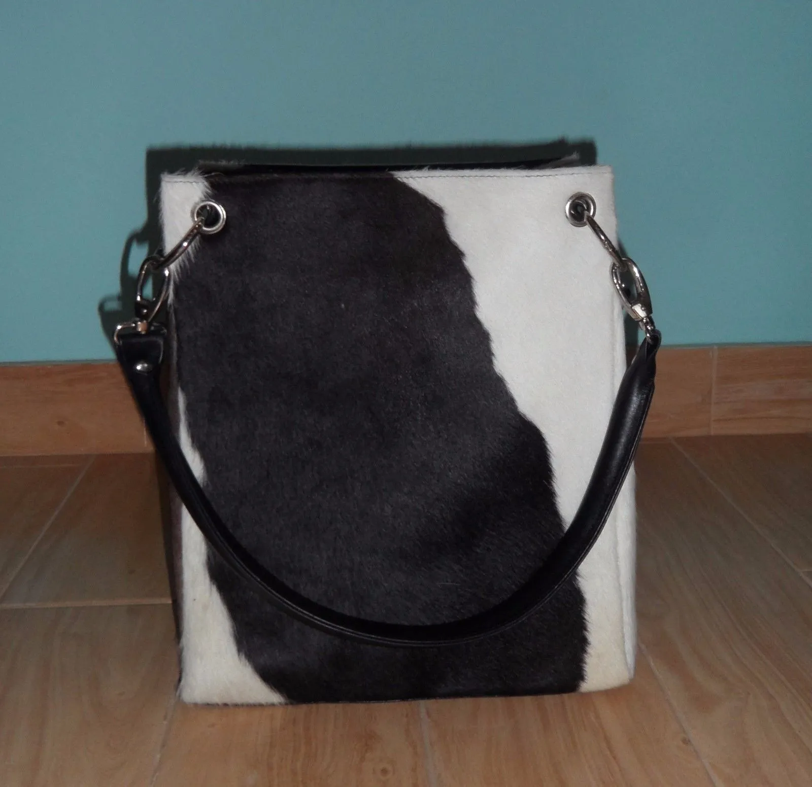 Cowhide Leather Bucket Bag