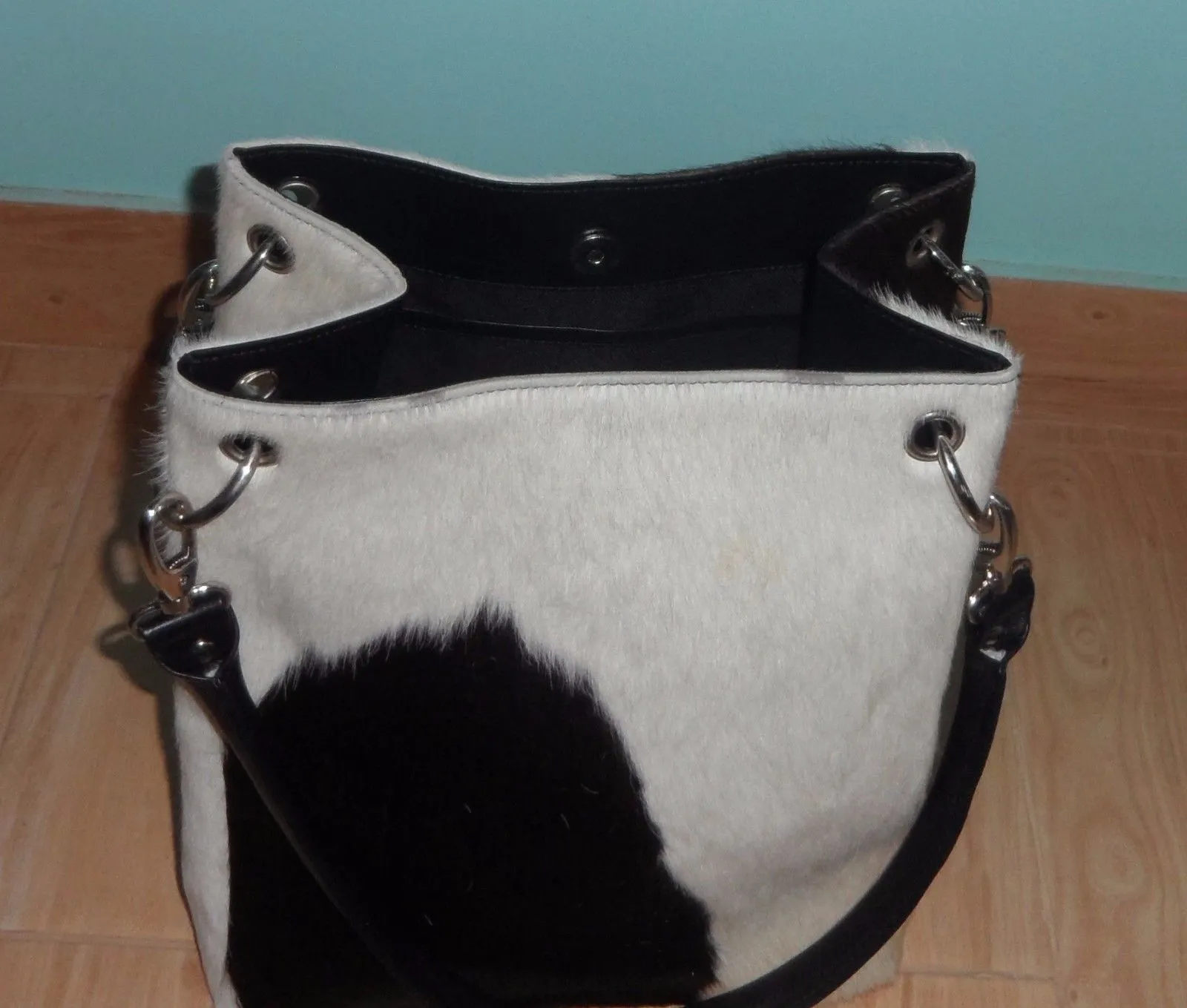 Cowhide Leather Bucket Bag