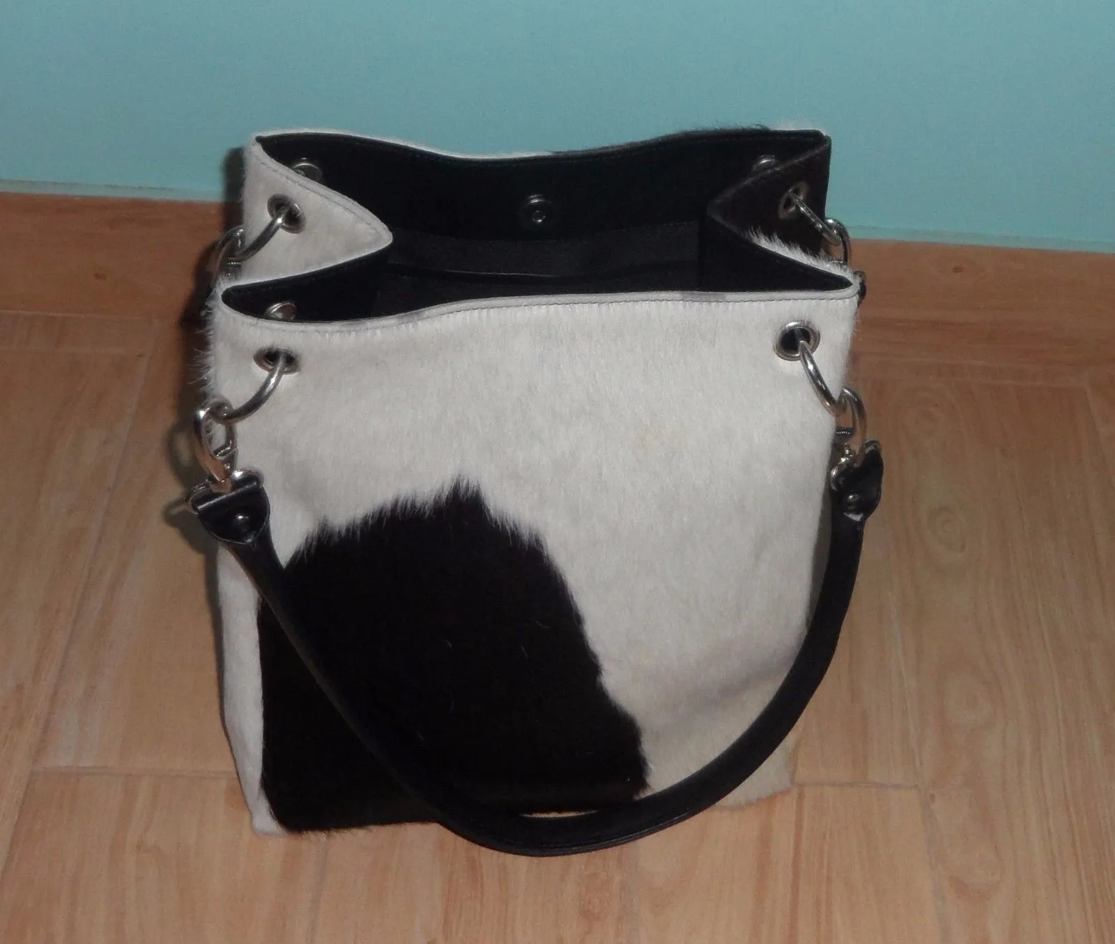 Cowhide Leather Bucket Bag