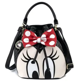 Disney : Mickey Mouse - Minnie Mouse Bow Faux Leather Bucket Bag Loungefly