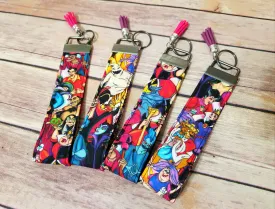 Disney Villains Fabric Keychain Wristlet Wrist Strap