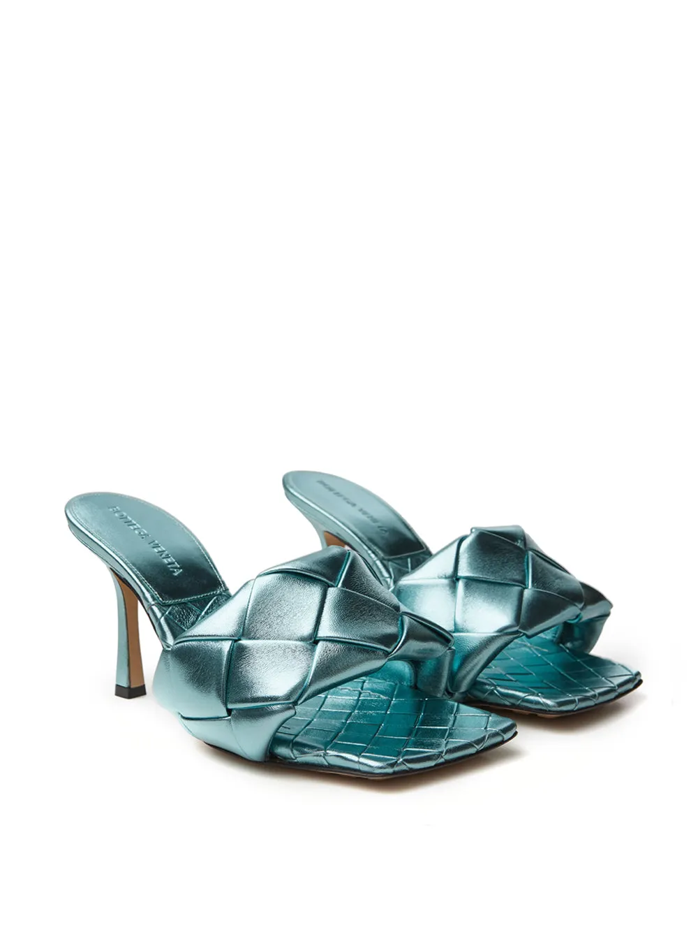 Elegant Light Blue Leather Mule Sandals