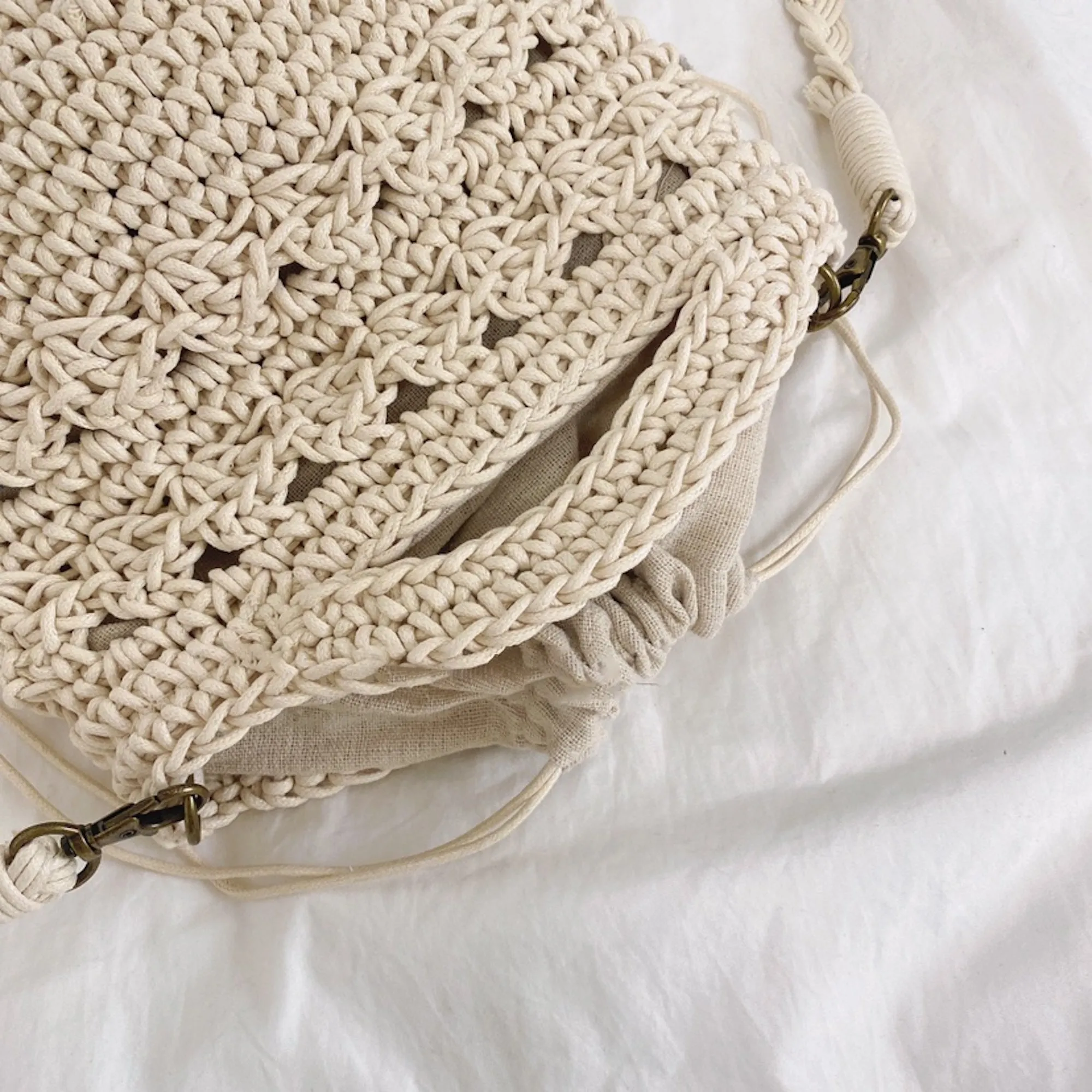 Elena Handbags Retro Crochet Crossbody Bucket Bag