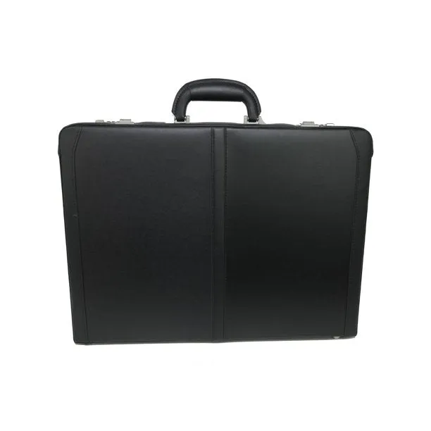 Expandable Leather Attache Briefcase Combination Locks Hard Case