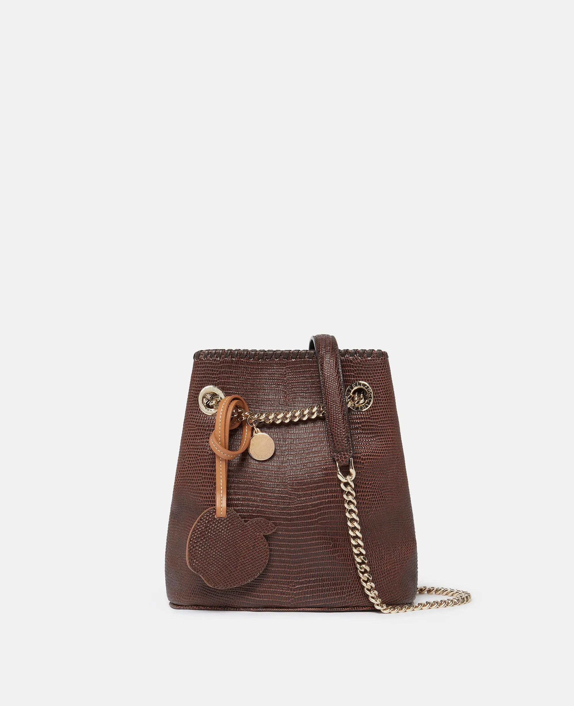 Falabella Scale-Embossed Bucket Bag, Woman, Chocolate brown