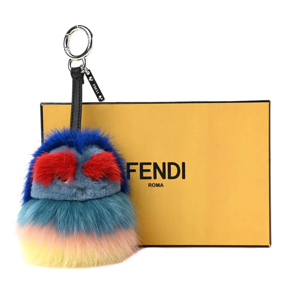 Fendi Blue Multi Mink Fur Monster Kid Bag Charm